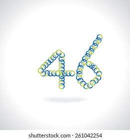 numeric 46 number created by blue green circles