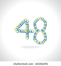 numeric 48 number created by blue green circles