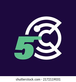Numeric 5 with crypto, token, digital, crypto design inspiration. premium vector