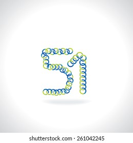 numeric 51 number created by blue green circles