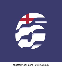 Numeric 6 logo design vector template illustration with flag of England