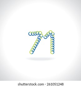 numeric 71 number created by blue green circles