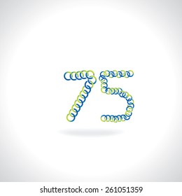 numeric 75 number created by blue green circles
