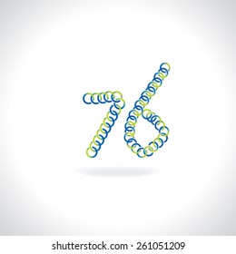 numeric 76 number created by blue green circles
