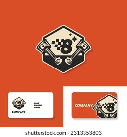 Numeric 8 race garage logo, auto repair automotive logo template, perfect logo for automotive companies and enthusiasts