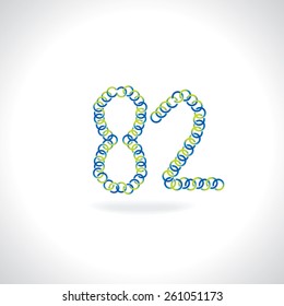 numeric 82 number created by blue green circles