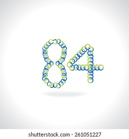 numeric 84 number created by blue green circles