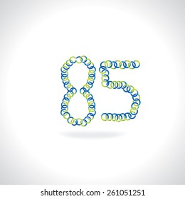 numeric 85 number created by blue green circles