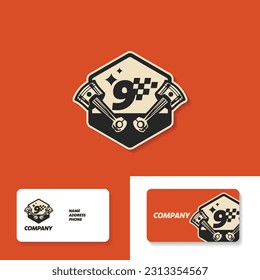 Numeric 9 race garage logo, auto repair automotive logo template, perfect logo for automotive companies and enthusiasts