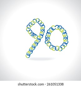 numeric 90 number created by blue green circles