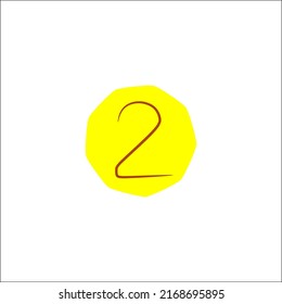 Numeric with background yellow shaped circle, like twig number 2