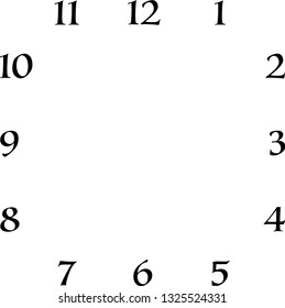 Numeric clock, modern design, square.