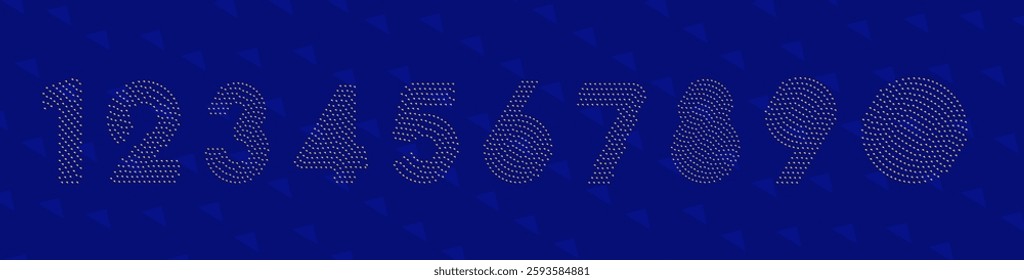 Numeric design halftone with triagle pattern shape, number 0, 1, 2, 3, 4, 5, 6, 7, 8, 9