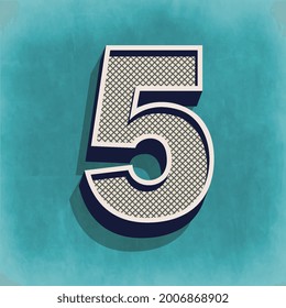 Numeric Digit Five Vintage number vector illustration