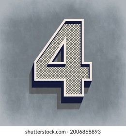 Numeric Digit four Vintage number Vector illustration