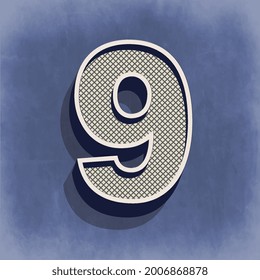 Digit numérico Nueve ilustración vectorial de número de cosecha