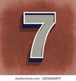 Numeric Digit Seven Vintage number vector illustration