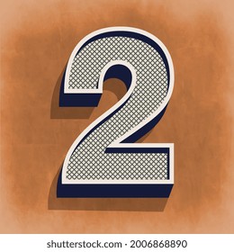 Numeric Digit Two Vintage Number Vektorgrafik