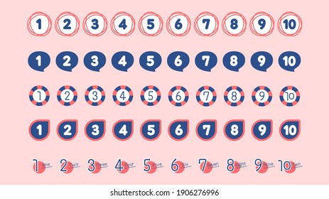 Numeric Heading Icon Set. 2 colors