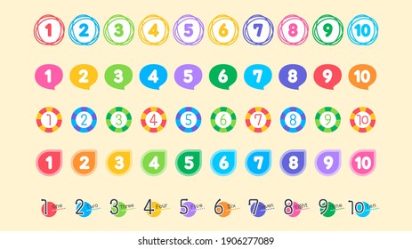 Numeric Heading Icon Set. Colorful