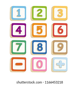 Numeric keyboard made with wooden chips. Children's game style