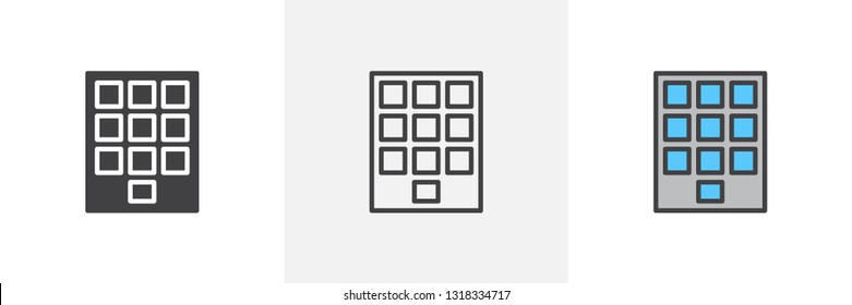 Numeric keypad icon. Line, glyph and filled outline colorful version, keyboard buttons outline and filled vector sign. Symbol, logo illustration. Different style icons set. Pixel perfect vector 