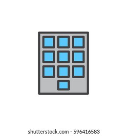 Numeric keypad line icon, filled outline vector sign, linear colorful pictogram isolated on white. Symbol, logo illustration. Editable stroke. Pixel perfect