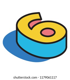 
Numeric letter having 3d effect, 3d six
