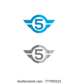 Numeric Logo Design Vector Template, Combine Circle and Wings Icon