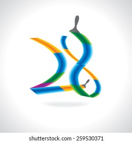 numeric number of 28 created by painting brush