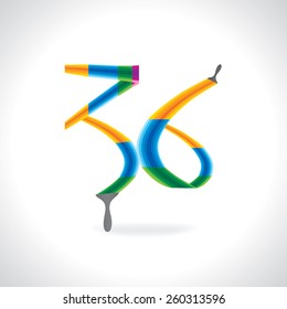 numeric number of 36 created by painting brush