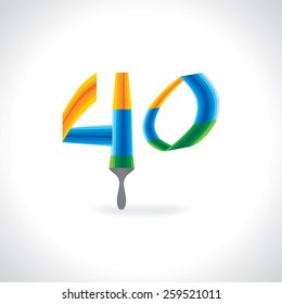 numeric number of 40 created by painting brush 