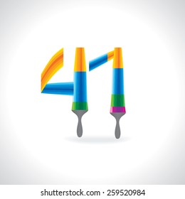 numeric number of 41 created by painting brush 