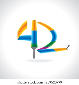 numeric number of 42 created by painting brush 