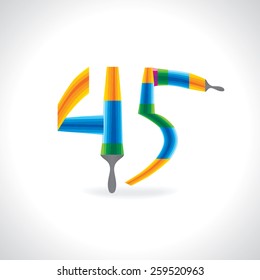 numeric number of 45 created by painting brush 