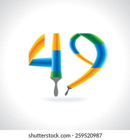 numeric number of 49 created by painting brush 