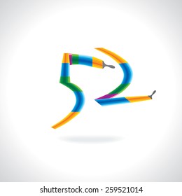 numeric number of 52 created by painting brush 