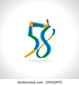 numeric number of 58 created by painting brush 
