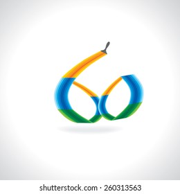 numeric number of 60 created by painting brush