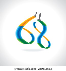 numeric number of 68 created by painting brush