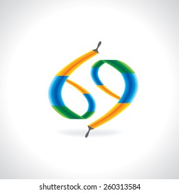 numeric number of 69 created by painting brush