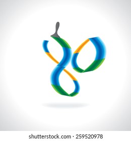 numeric number of 80 created by painting brush 
