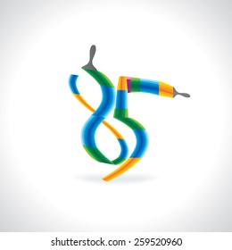 numeric number of 85 created by painting brush 
