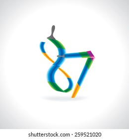 numeric number of 87 created by painting brush 