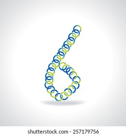 numeric number of six created by circle vector