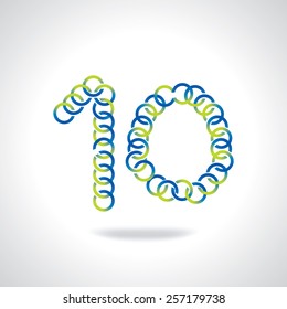 numeric number of ten created by circle vector