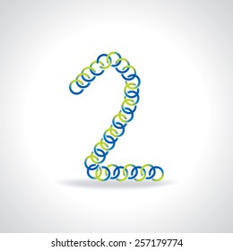 numeric number of two created by circle vector