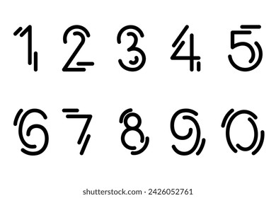 Numeric Symbol Set modern number Icons and Typography. vector of number 1 2 3 4 5 6 7 8 9 0.