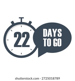 Numérico vinte e dois 22. Contagem regressiva profissional Vetor. Dias para ir. Notificação promocional significativa. EPS 10.