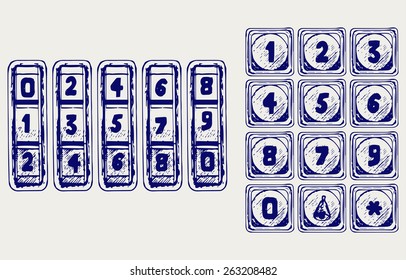Numerical code lock. Doodle style